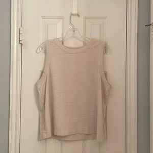 LOFT cream top w ribbed sleeves